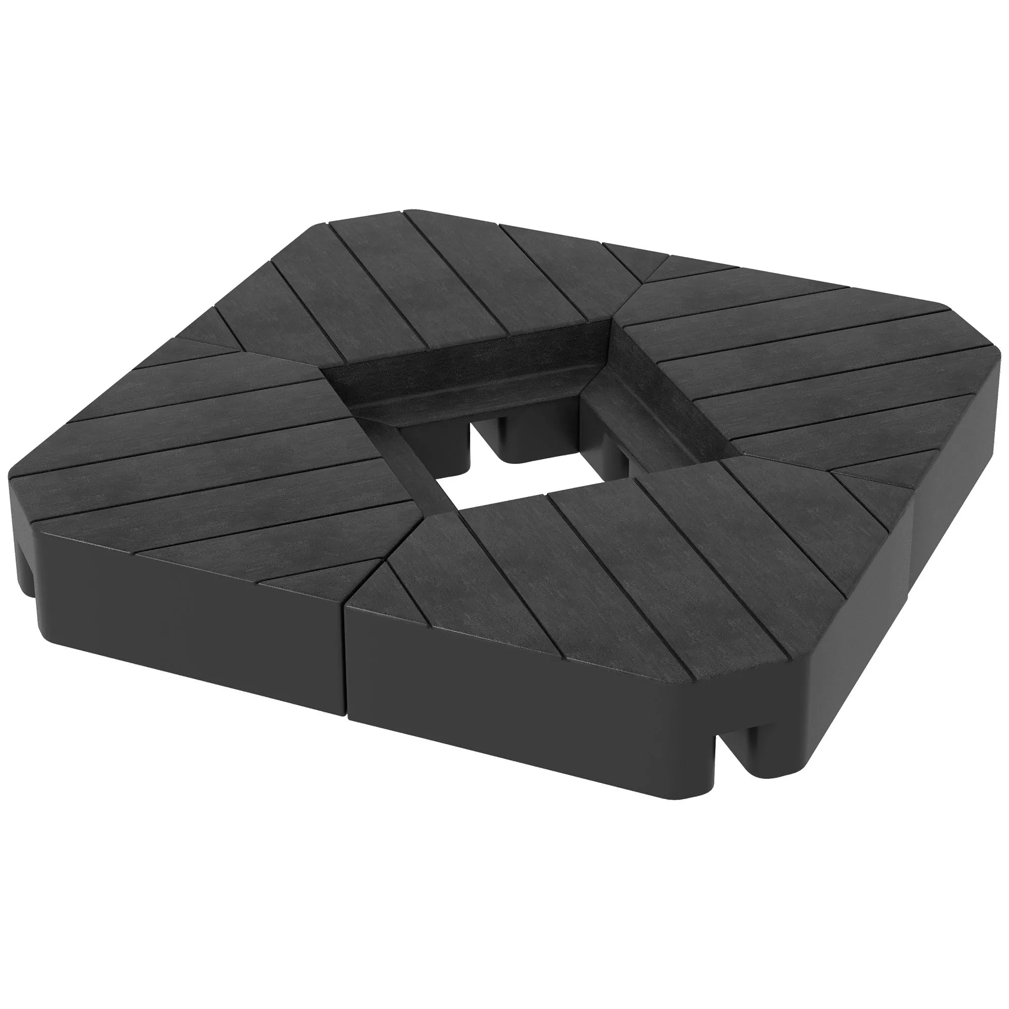 Set of 4 Cantilever Parasol Base Weights 80kg Sand or 60kg Water Fill HDPE Outdoor Umbrella Stand Weights Black