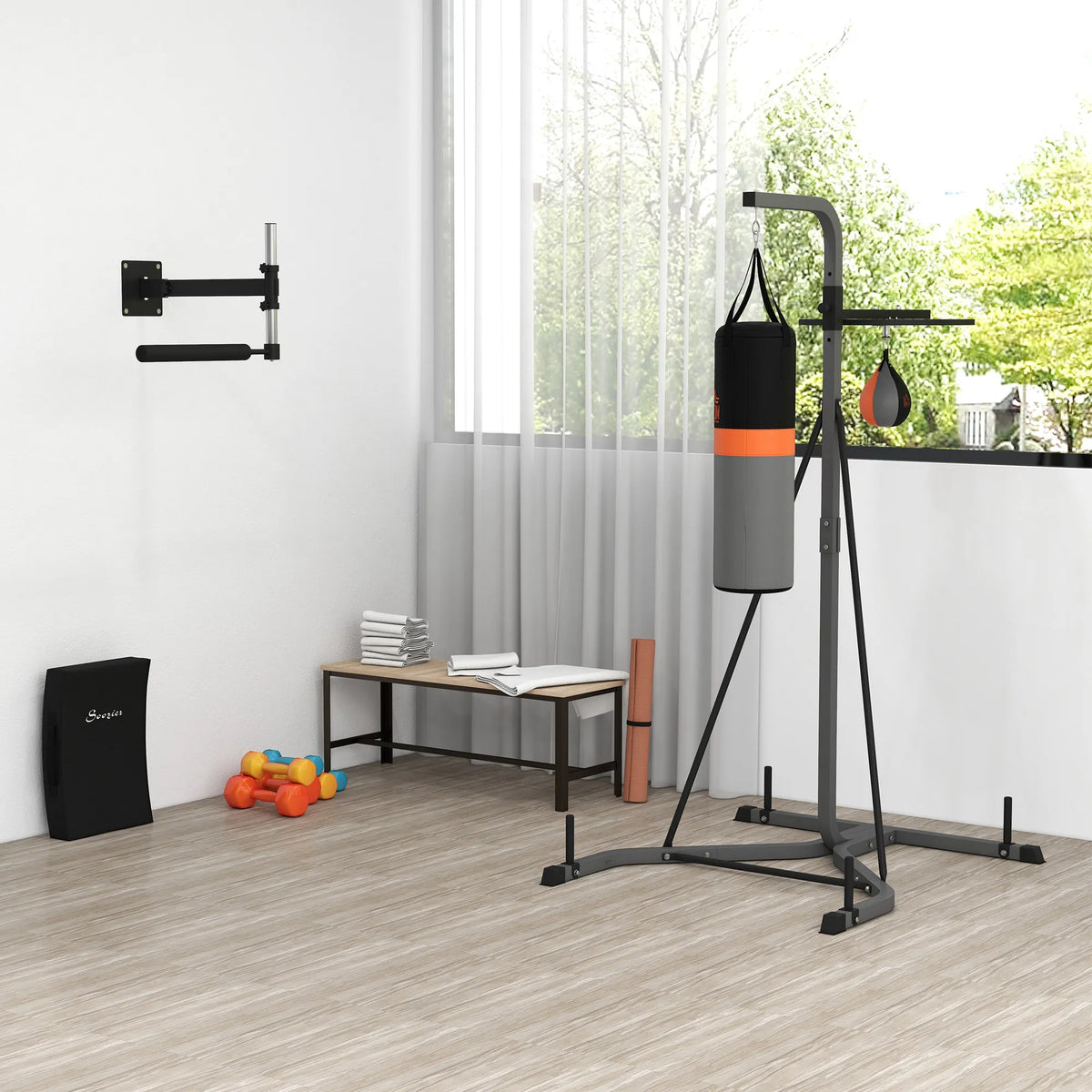 Freestanding Boxing Punch Bag & Speed Ball Station, Hanging Frame Training Exercise Platform