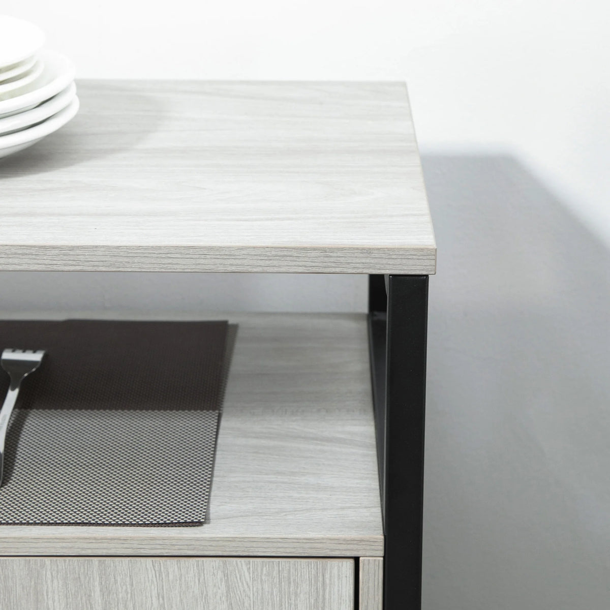 Modern Sideboard Storage Cabinet with Adjustable Shelves Light Grey