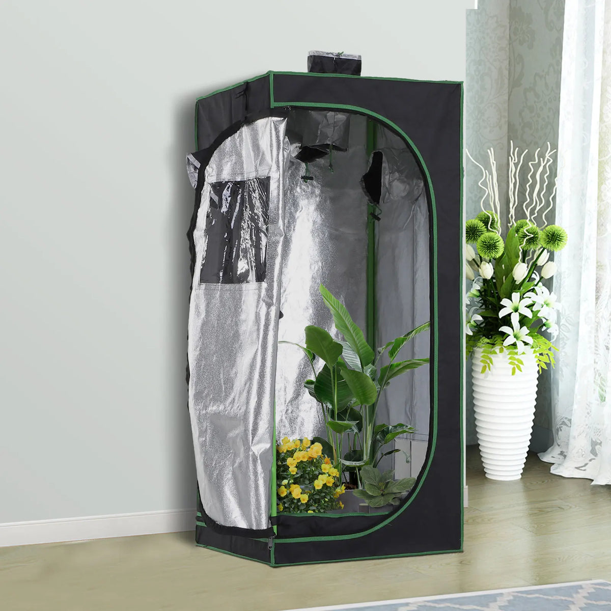 Indoor Grow Tent with Mylar Lining and Observation Window, 60 x 60 x 140cm