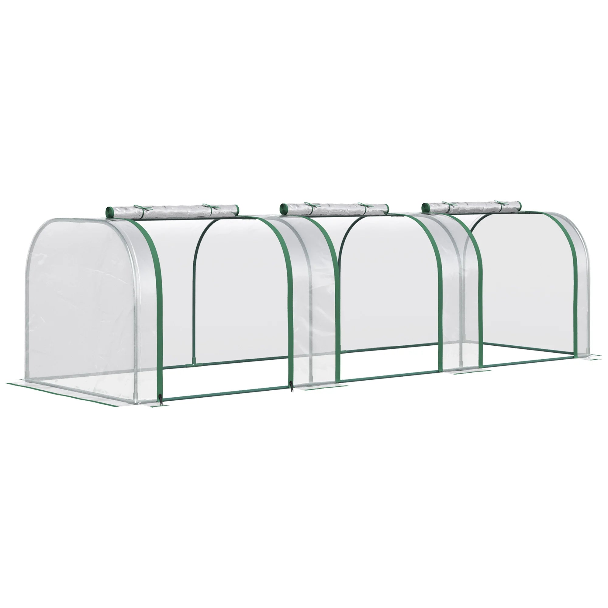 Tunnel Greenhouse with Steel Frame and Zipped Roll-Up Doors for Garden Patio Balcony and Allotment