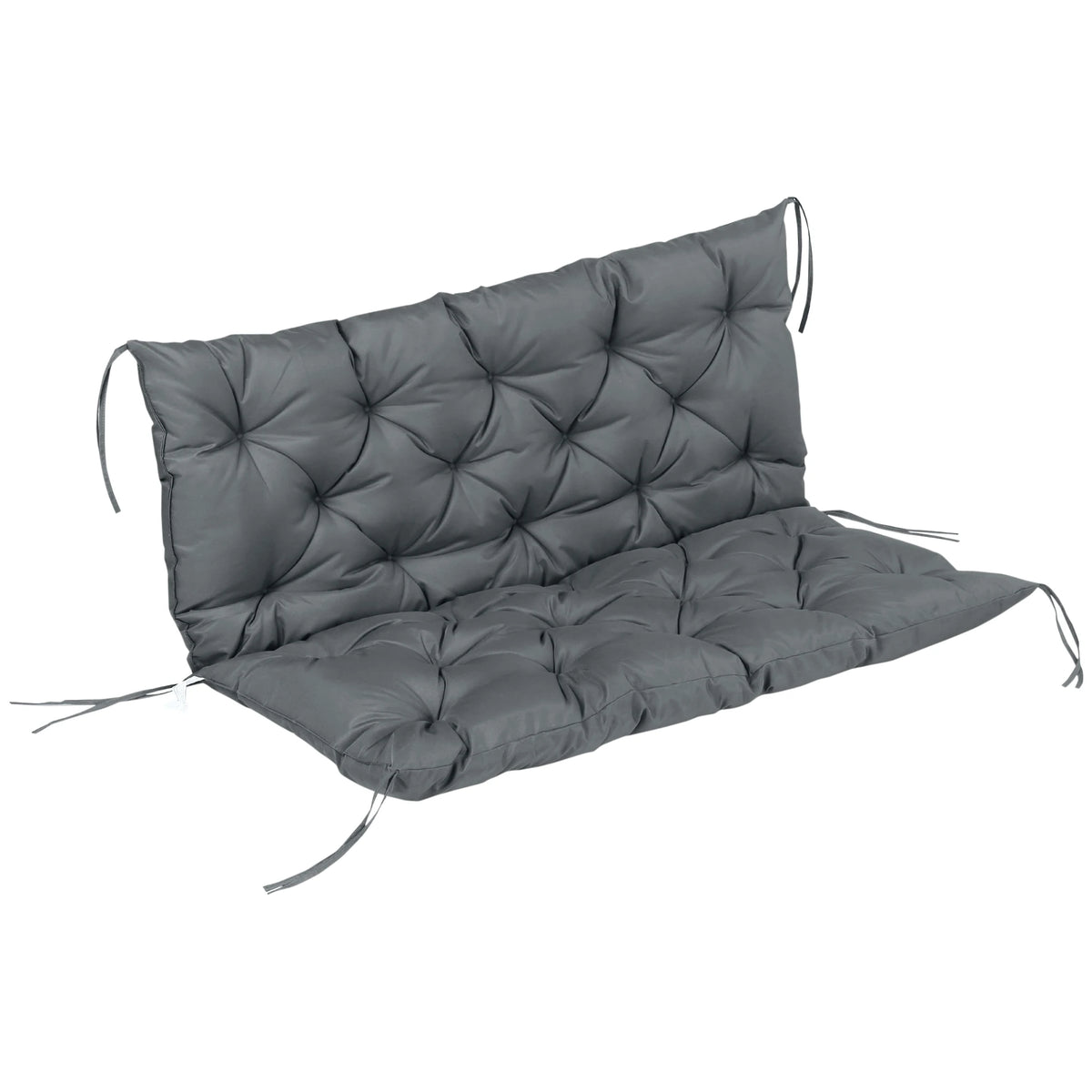 Garden Bench Cushion 2 Seater Swing Chair Seat Pad Water and Stain Resistant with Tie Fastenings Dark Grey