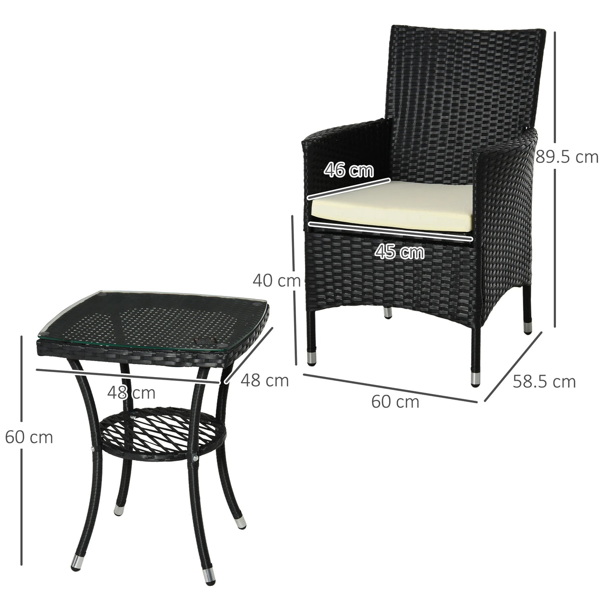 Rattan Bistro Set, Garden Chairs and Table, Patio Outdoor Furniture