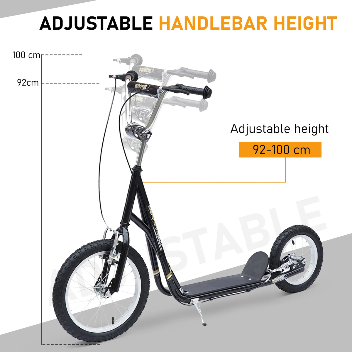 Teen Scooter Adjustable Height Dual Brakes Rubber Wheels Kickstand