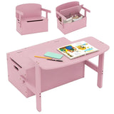 2 in 1 Toddler Table and Chair Set Convertible Storage Bench Toy Box