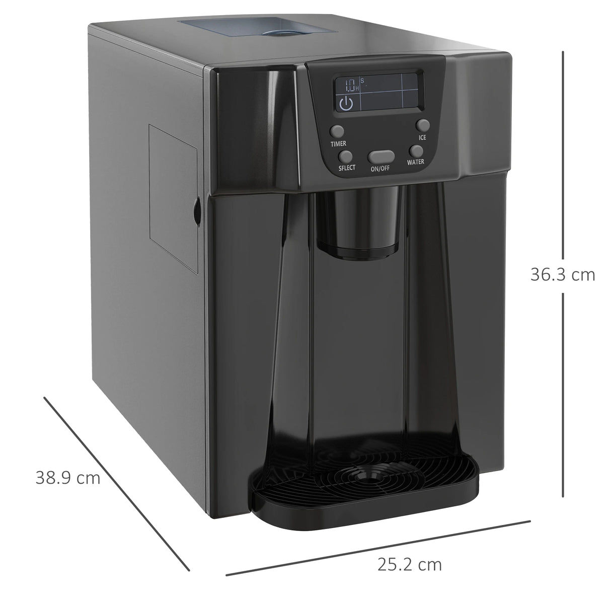 Countertop Ice Maker and Water Dispenser, 12kg/24h, 3L Tank, Black