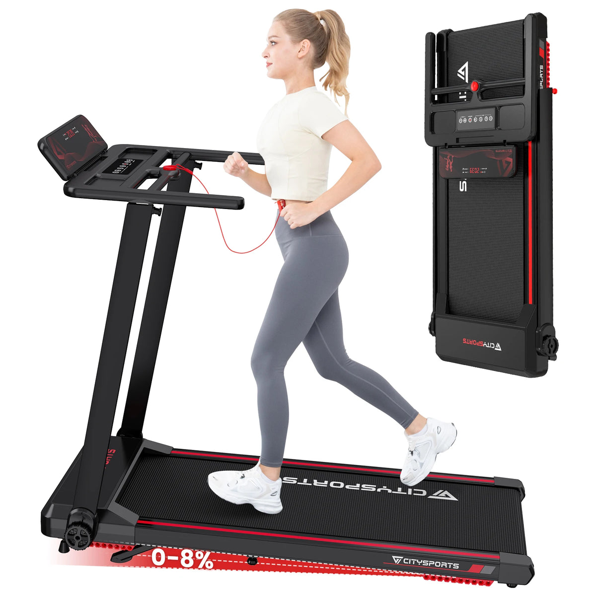 Foldable Electric Treadmill with Incline 12km/h Smart App Control LED Display Home Gym
