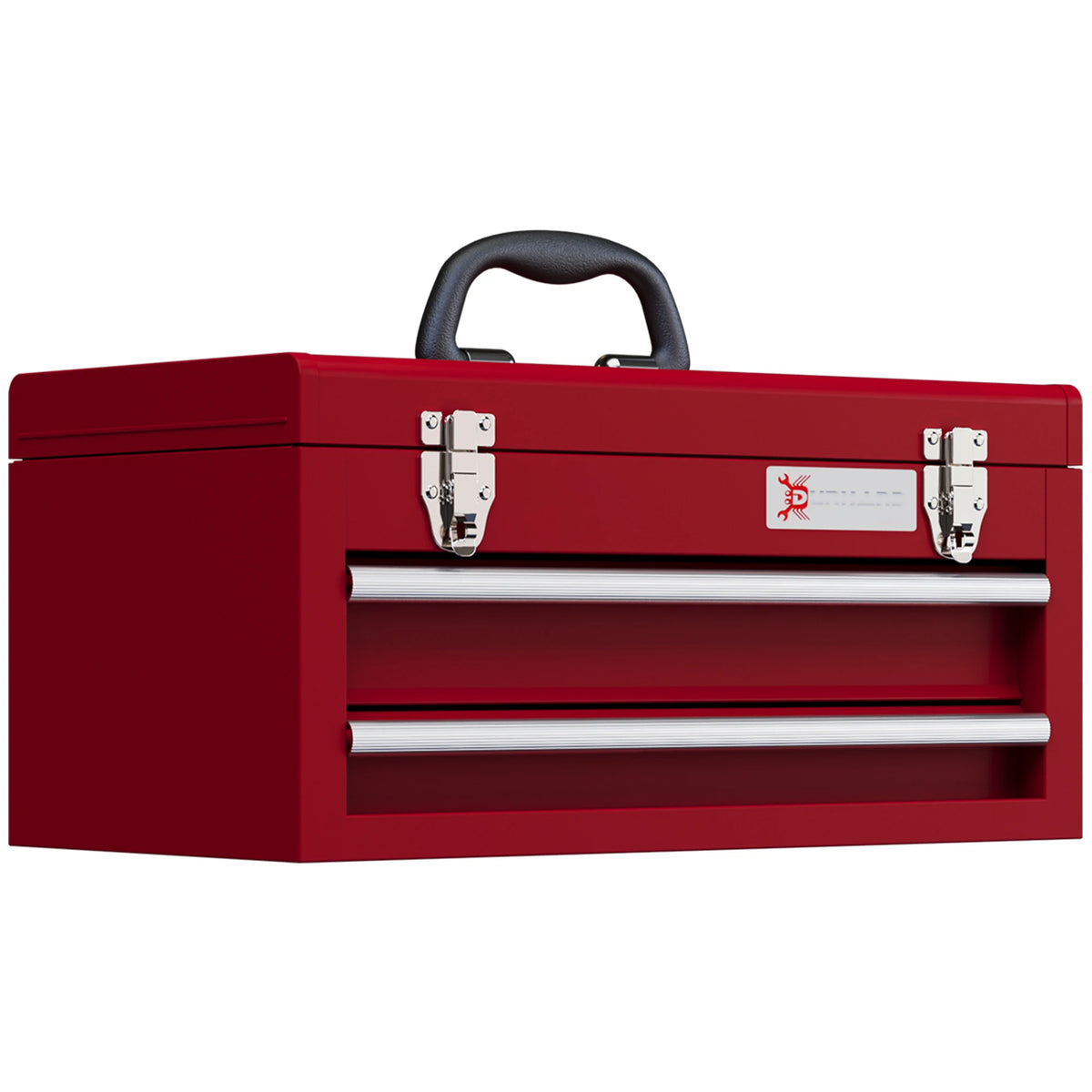 2 Drawer Steel Tool Chest with Ball Bearing Runners and Top Compartment, Red