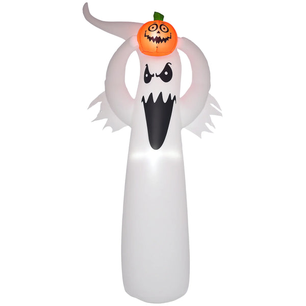 6ft Inflatable Halloween Ghost with Pumpkin and LED Lights, Mains Powered