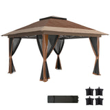 3.6 x 3.6m Pop Up Gazebo with Mesh Sides UPF50+ Canopy Adjustable Height Party Tent with Carry Bag and Sand Bags
