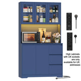 Modern Kitchen Buffet Cabinet with LED Lights & Drawers – Tall Storage Unit