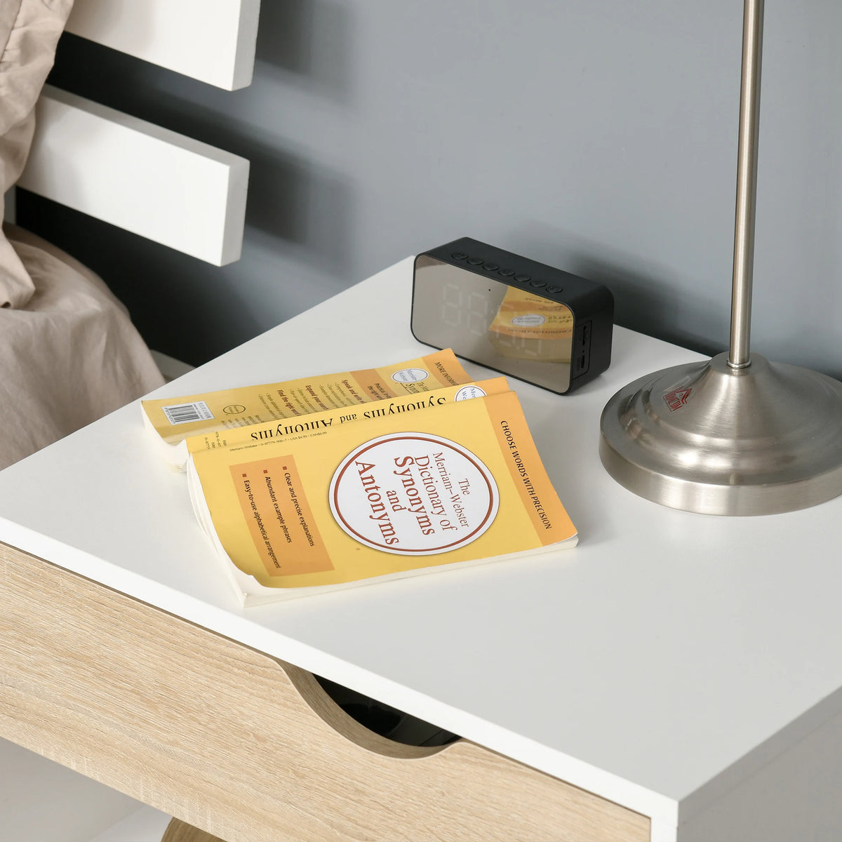 Bedside Table with Drawer & Shelf, Nightstand, End Table for Bedroom
