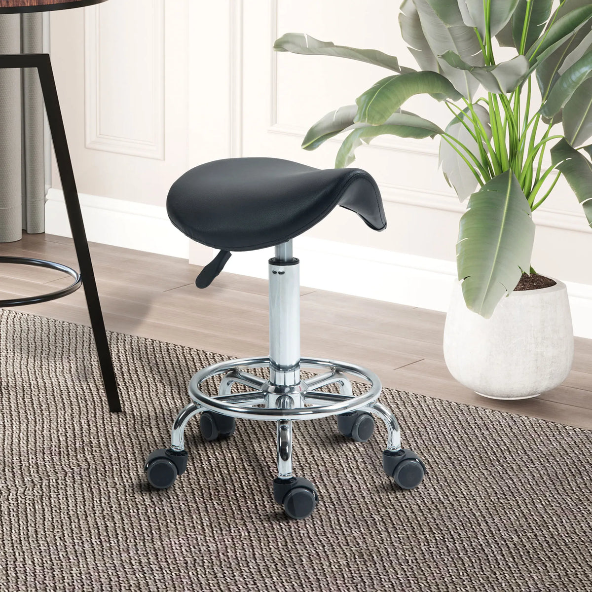 Saddle Chair, Rolling Salon Stool for Massage, Spa, Clinic and Beauty, Black