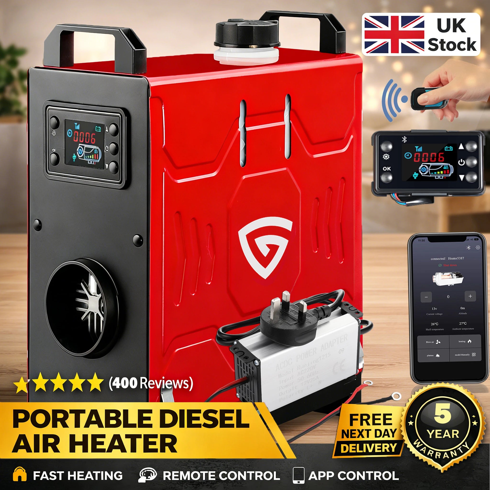 8KW Diesel Air Heater 12V 24V Bluetooth App Remote LCD Control 5 Year Warranty for Car Truck Campervan Boat
