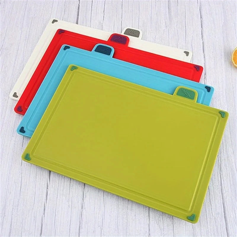 Set of 4 Colour-Coded Cutting Boards with Storage Stand | Non-Slip PP Chopping Boards for Kitchen Food Prep