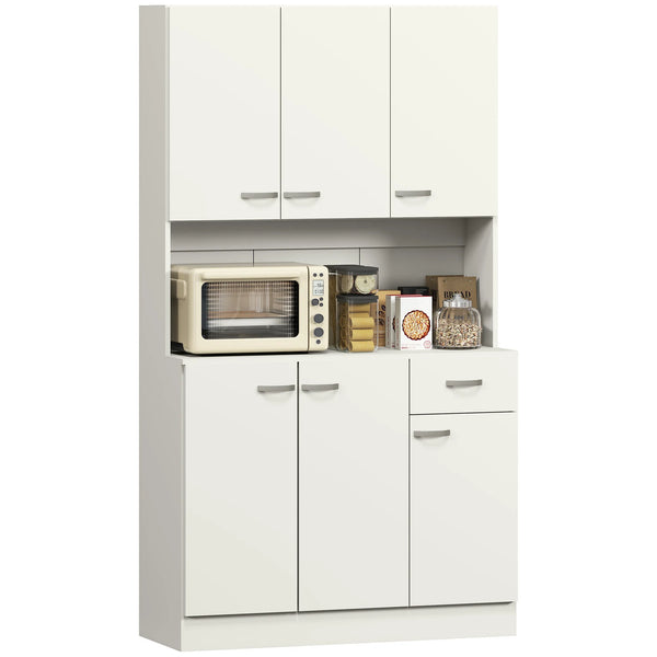 Freestanding Kitchen Cupboard with Adjustable Shelves and Drawer, 101 x 39 x 180 cm, Cream White