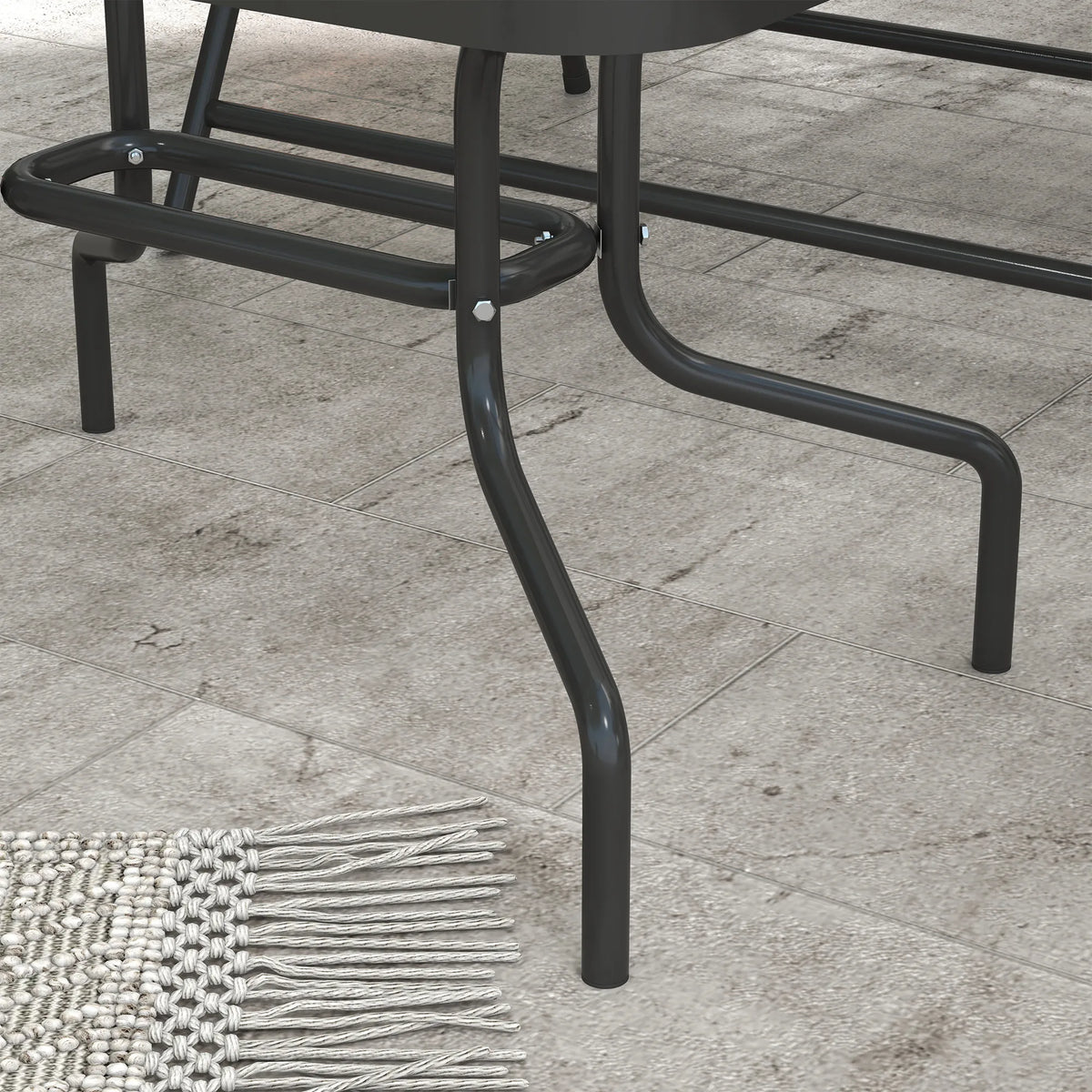 4-Piece Folding Garden Furniture Set with Loveseat, 2 Armchairs and Glass Table, Dark Grey