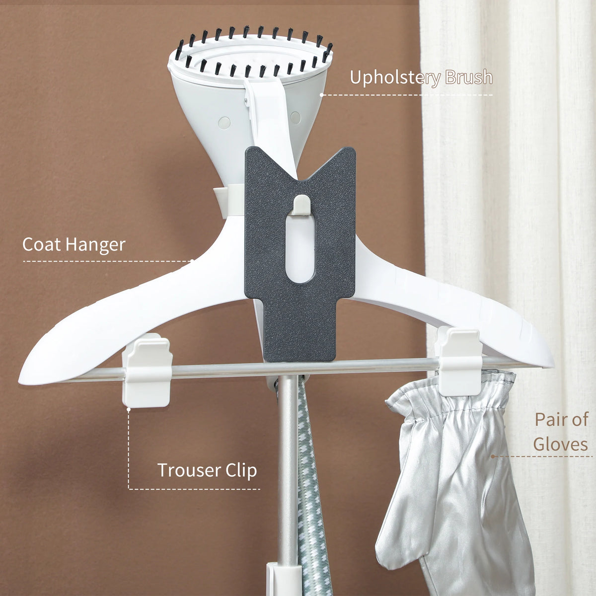 1800W Garment Steamer with 1.8L Tank and Telescopic Pole, Clothes Steamer, Grey