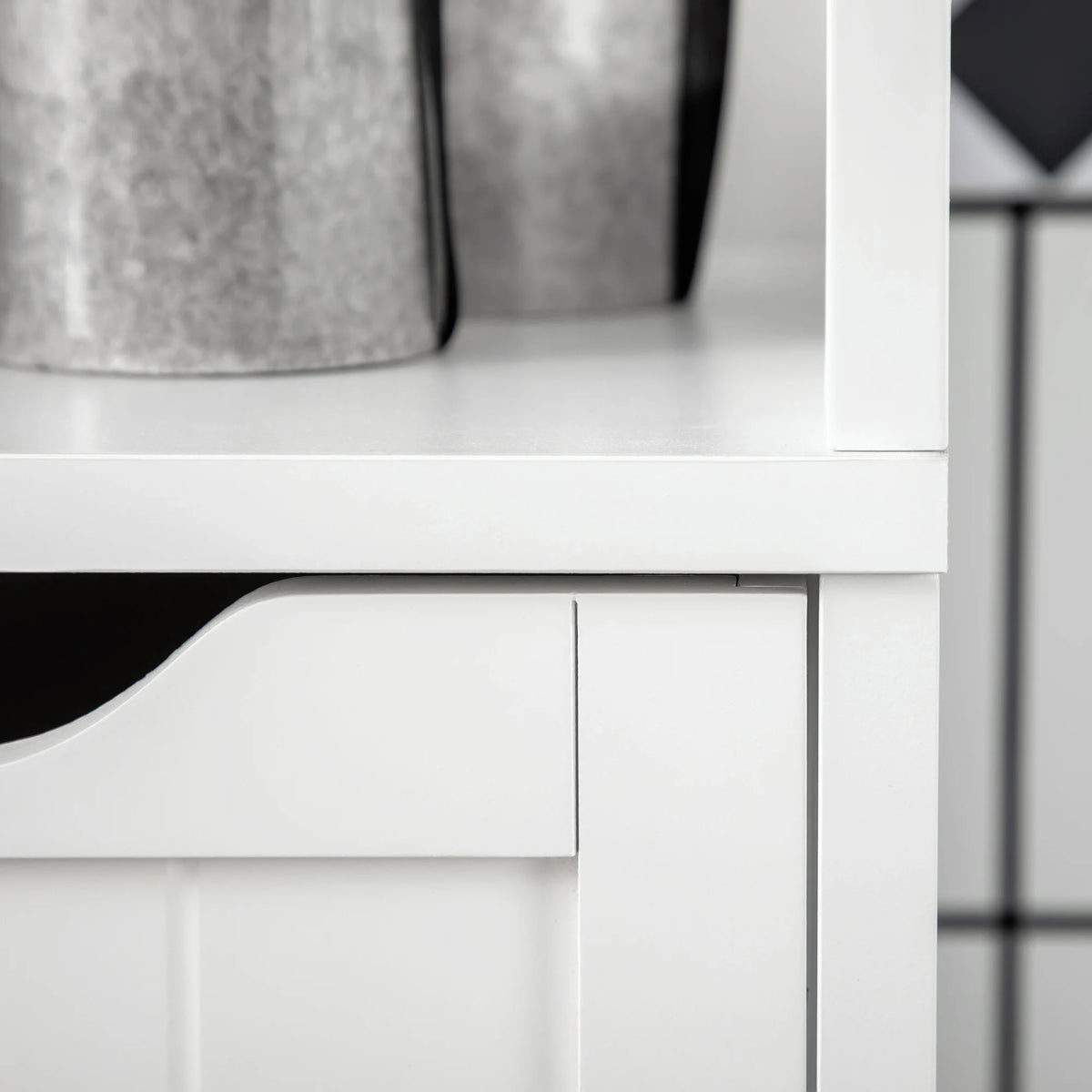 Tall Slim Bathroom Cabinet with 3 Drawers and 2 Open Shelves, White