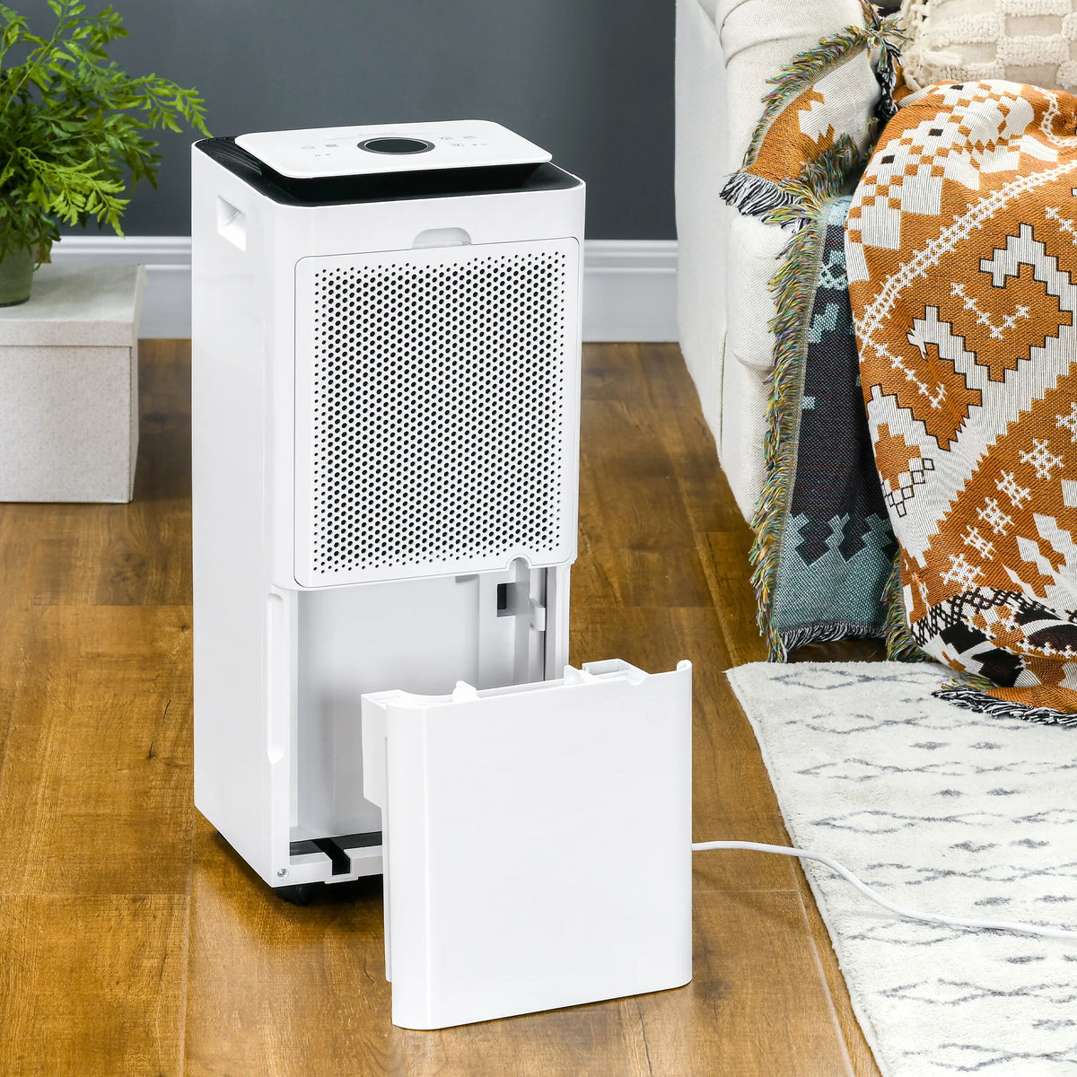 16L/Day Portable Dehumidifier with Air Purifier, Timer and 5 Modes, White