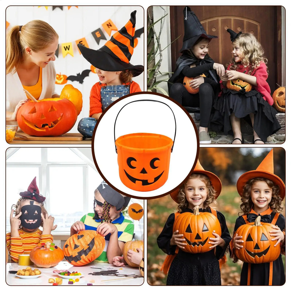Halloween Pumpkin Trick or Treat Bucket with Handle