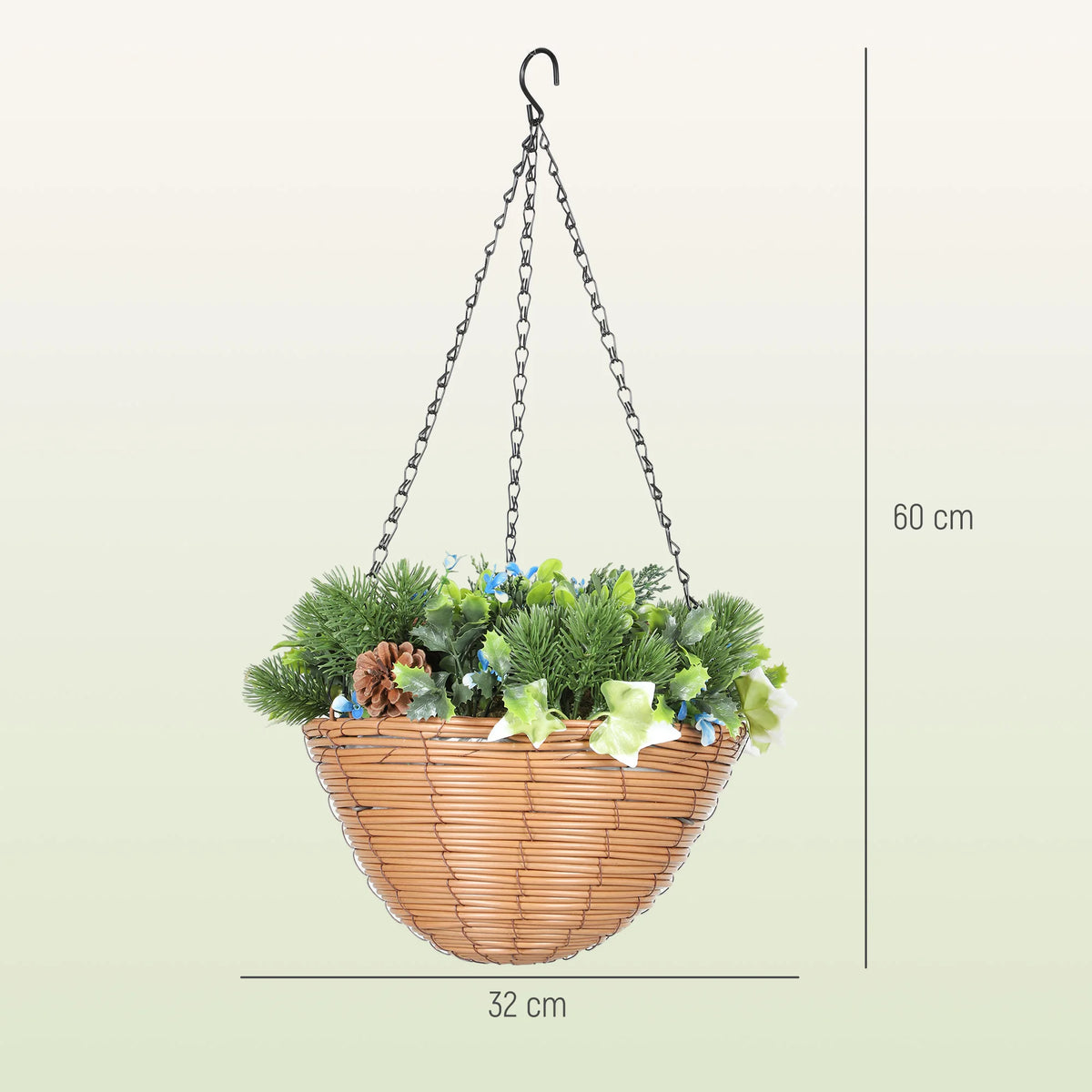 Set of 2 Artificial Flowers in Baskets with PE Leaves and 18 Flowers