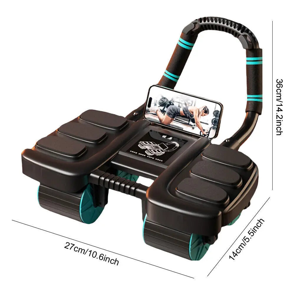 Automatic Rebound Ab Roller 4 Wheel Design with Elbow Support Multi Layer Quiet Floor Friendly Core Trainer