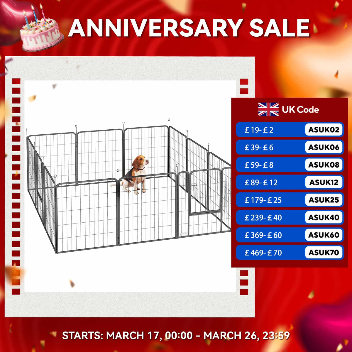 Dog Pen, 12 Panels Puppy Pen for Medium Dogs, 80cm High, Black