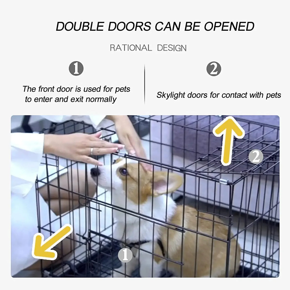 Large Heavy Duty Dog Crate 70x50x60cm Metal Pet Kennel Playpen with Leak-Proof Tray for Dogs