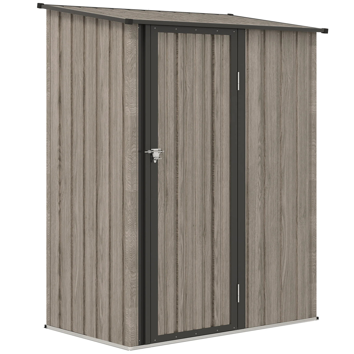 5ft x 3ft Metal Garden Storage Shed with Sloped Roof and Lockable Door, Light Grey