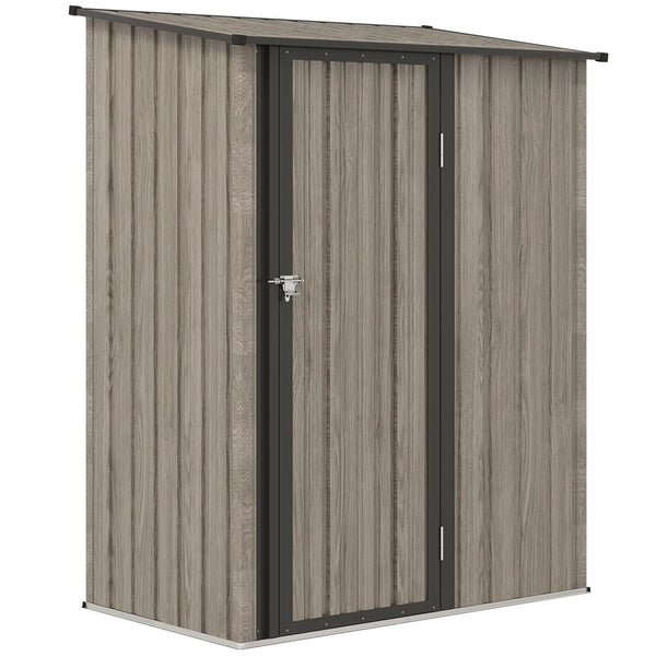 5ft x 3ft Metal Garden Storage Shed with Sloped Roof and Lockable Door, Light Grey