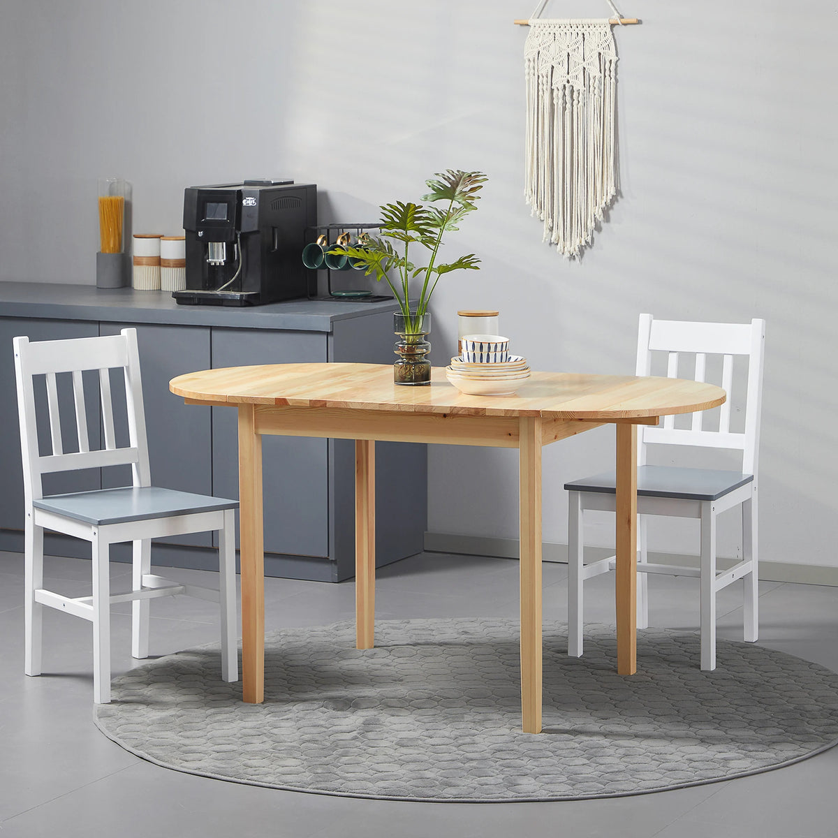 Foldable Dining Table, Solid Wood Drop Leaf Table, Natural