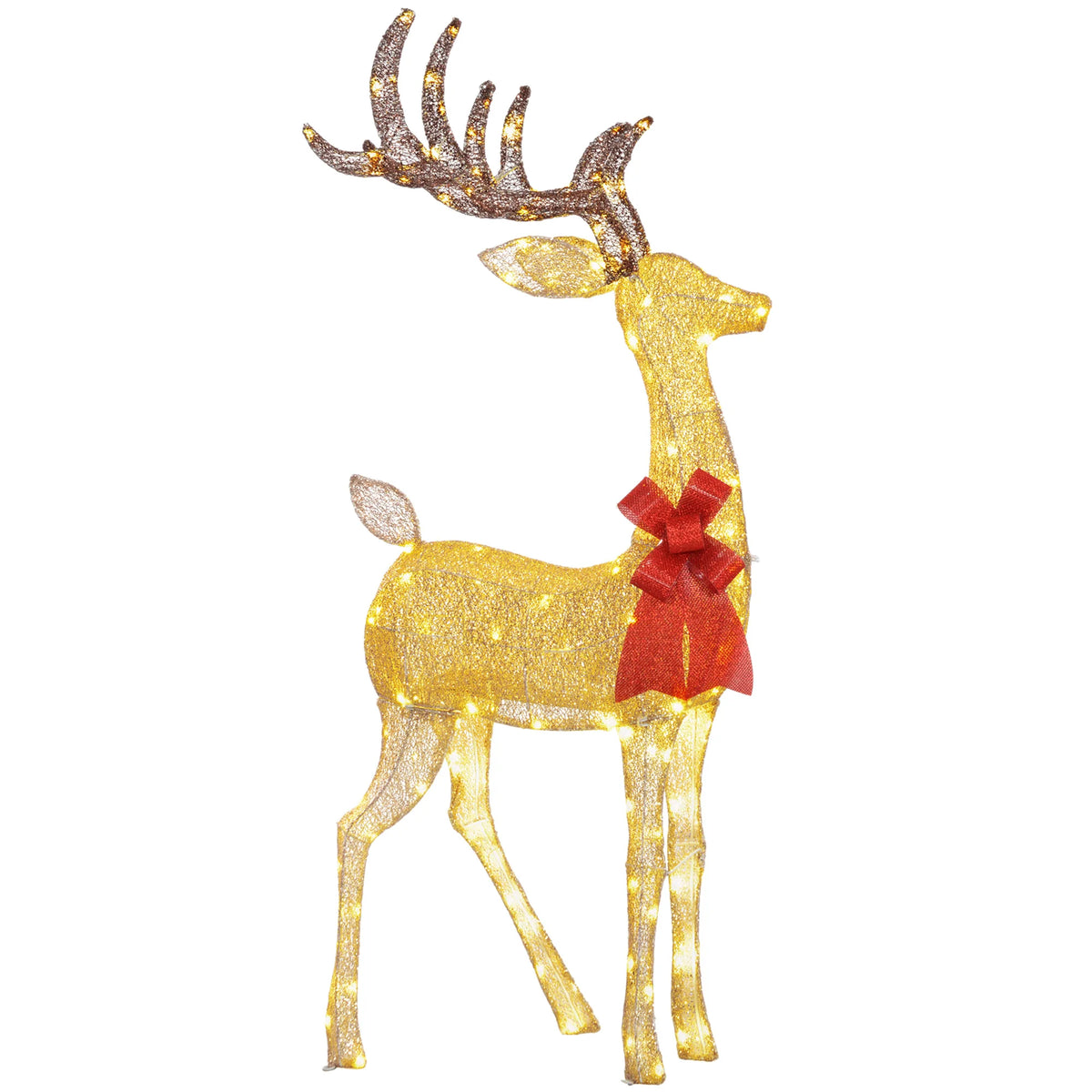 Light-Up Christmas Reindeer with 137 LEDs, Indoor/Outdoor, 135cm, Gold Tone
