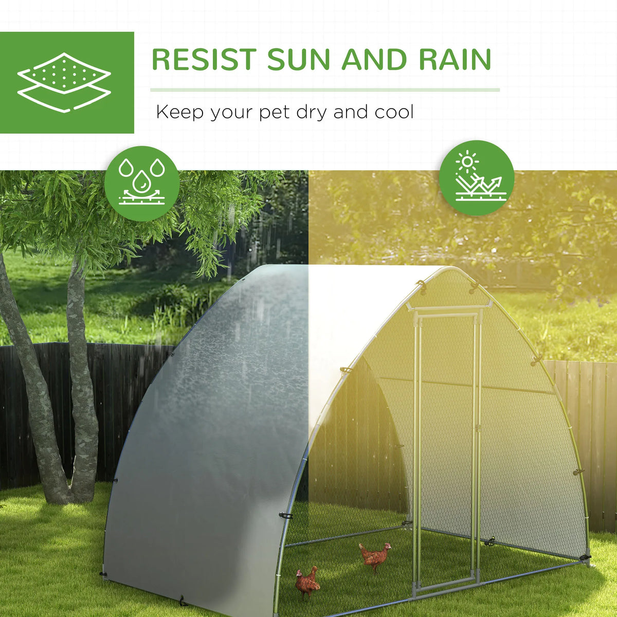 Walk In Chicken Run Galvanised Steel with Water Resistant Cover Mesh Wire Enclosure for Hens Ducks and Rabbits