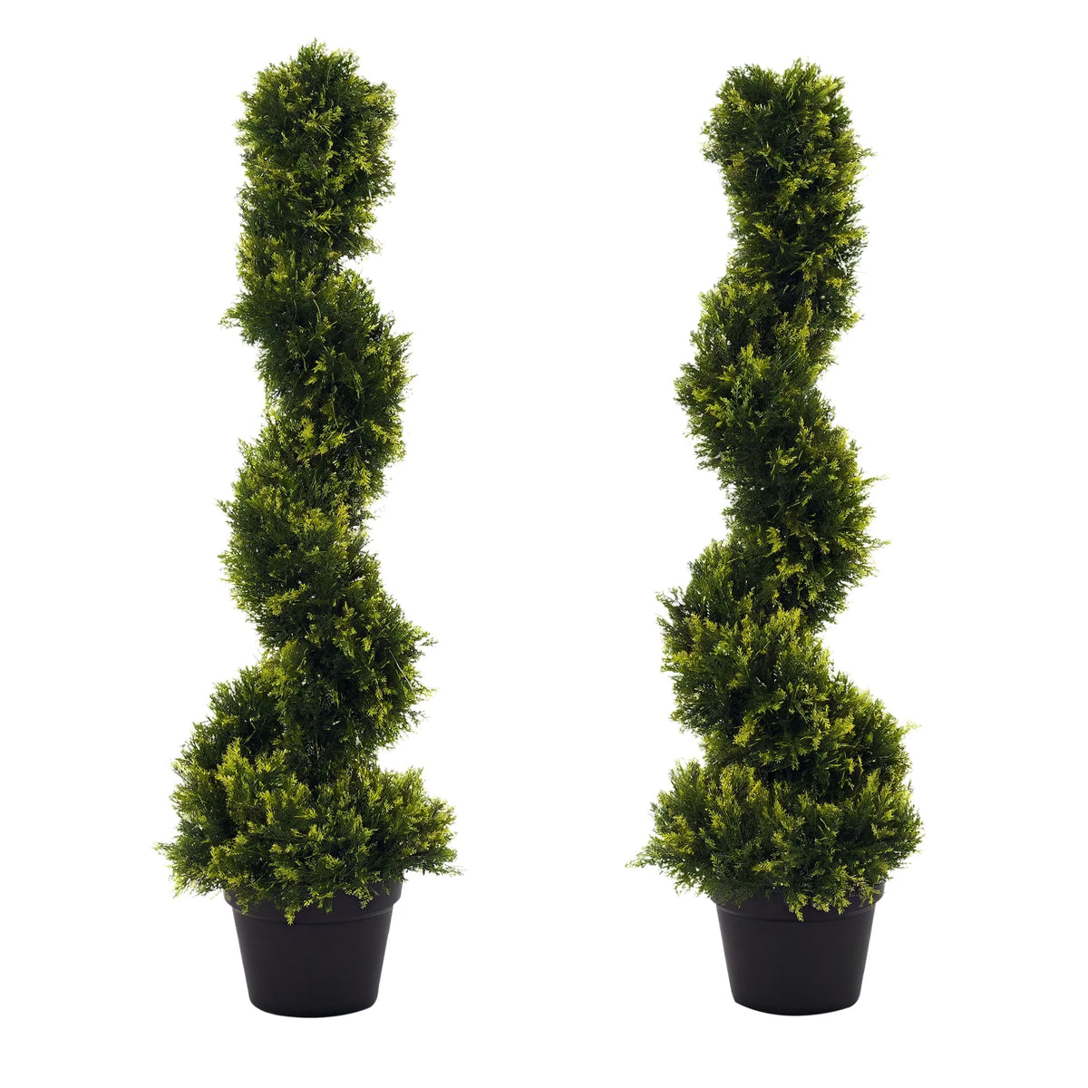 Set of 2 Artificial Spiral Topiary Trees in Pots, 90cm