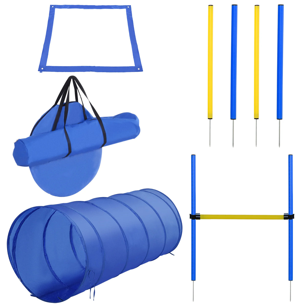 Pet Agility Training Equipment Dog Play Run Jump (Poles + Hurdle + Tunnel)