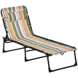 2 Piece Sun Lounger Set Folding Reclining Chaise Chair with 4 Position Backrest and Steel Frame for Beach Pool and Patio