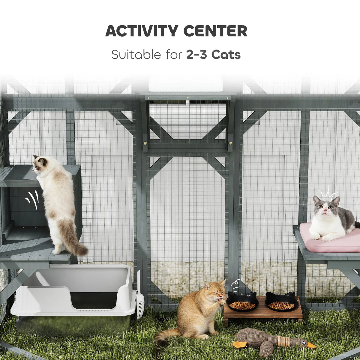 Walk-in Catio, Outdoor Cat Enclosure with 4 Jumping Platforms, Condo