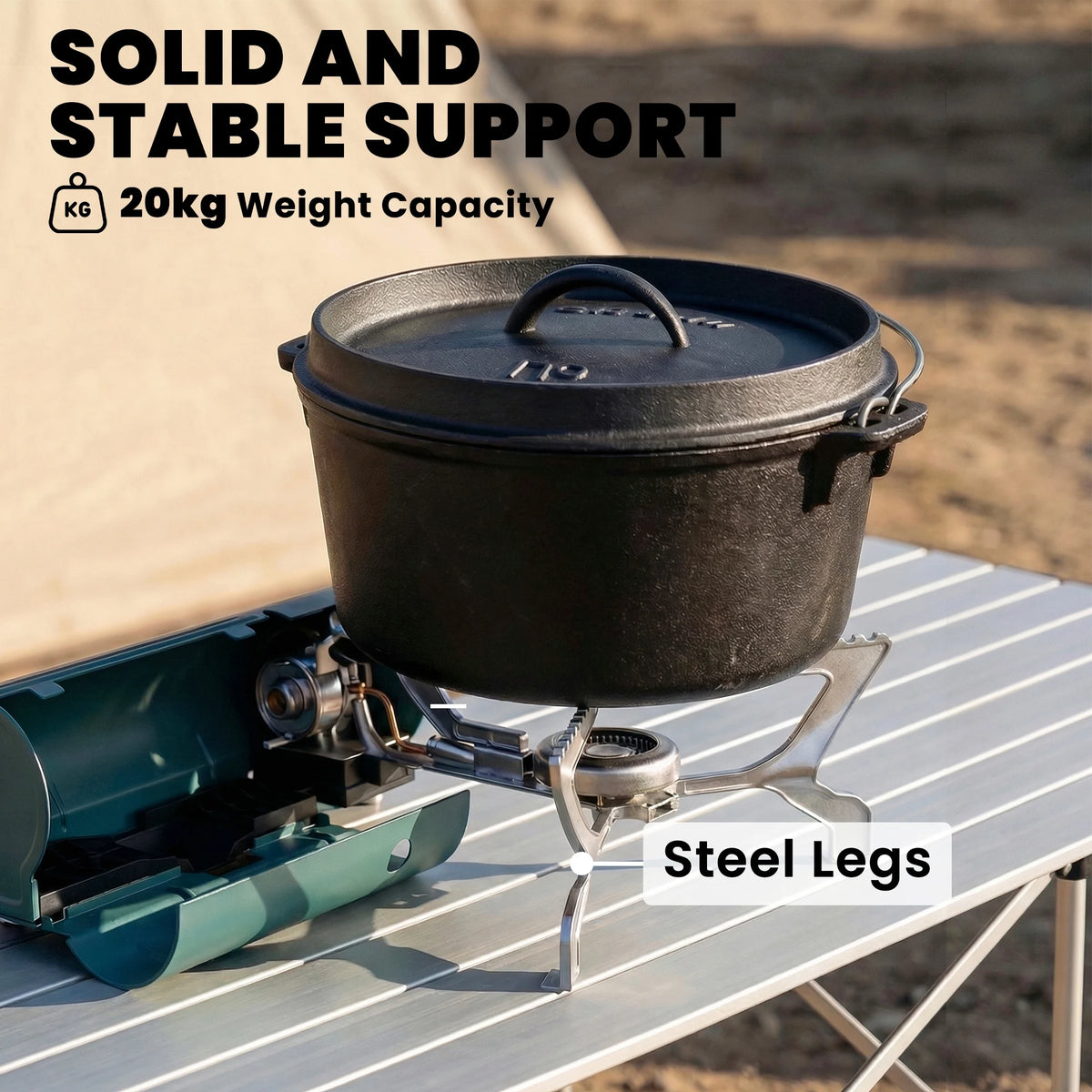 2670W Foldable Camping Gas Stove with Auto Shut-Off and Piezo Ignition, Green