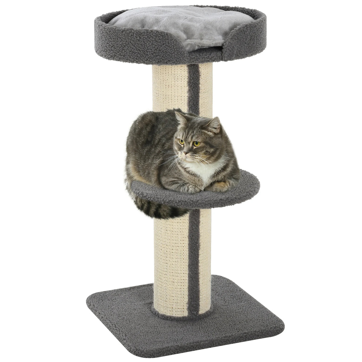 2 Tier Cat Tree w/ Top Basket Cushion Sisal Post