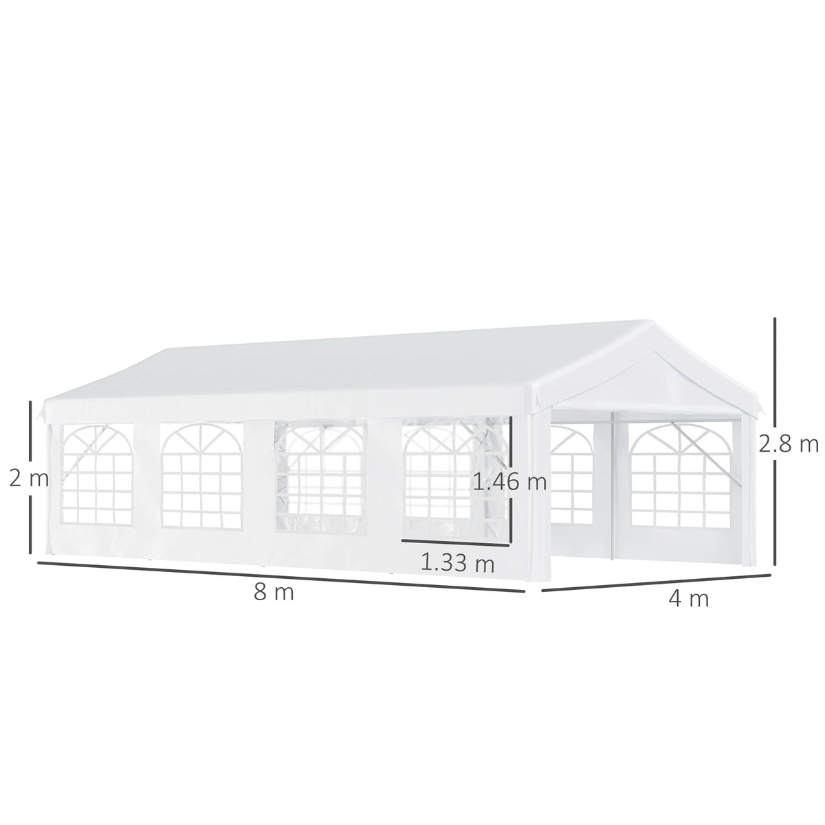 8m Gazebo Garden Marquee Canopy Party Carport Shelter Garage Tent White