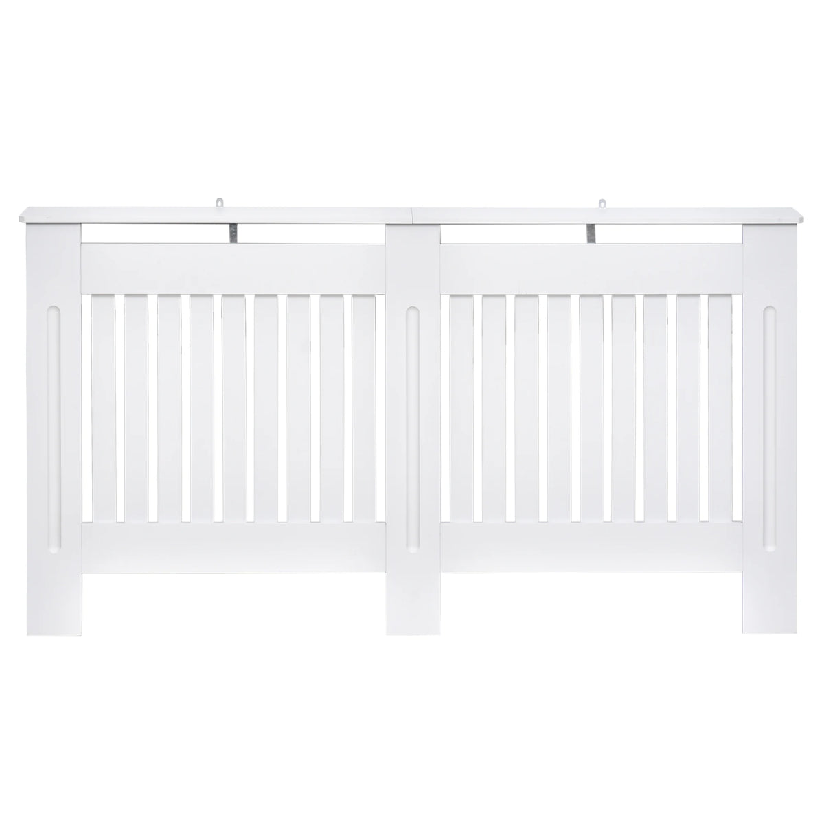 Slatted Radiator Cover with Top Shelf, White MDF, 152 x 19 x 81cm