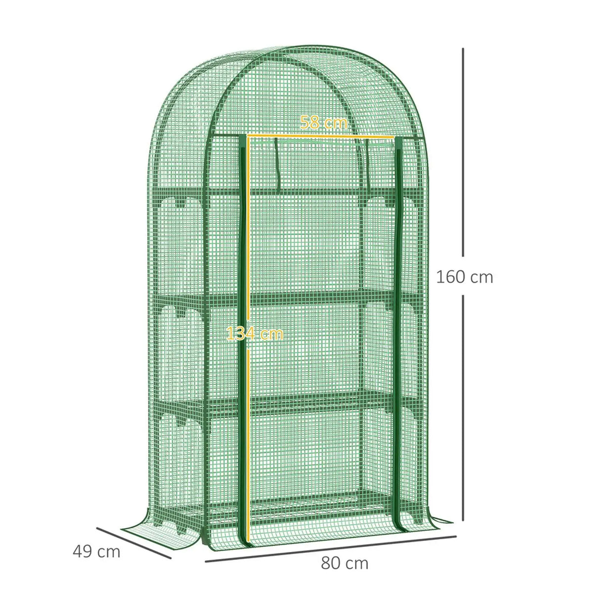 4 Tier Mini Greenhouse 160x80x49cm Metal Frame Zipped Door Waterproof for Balcony Vegetable Patch Storage