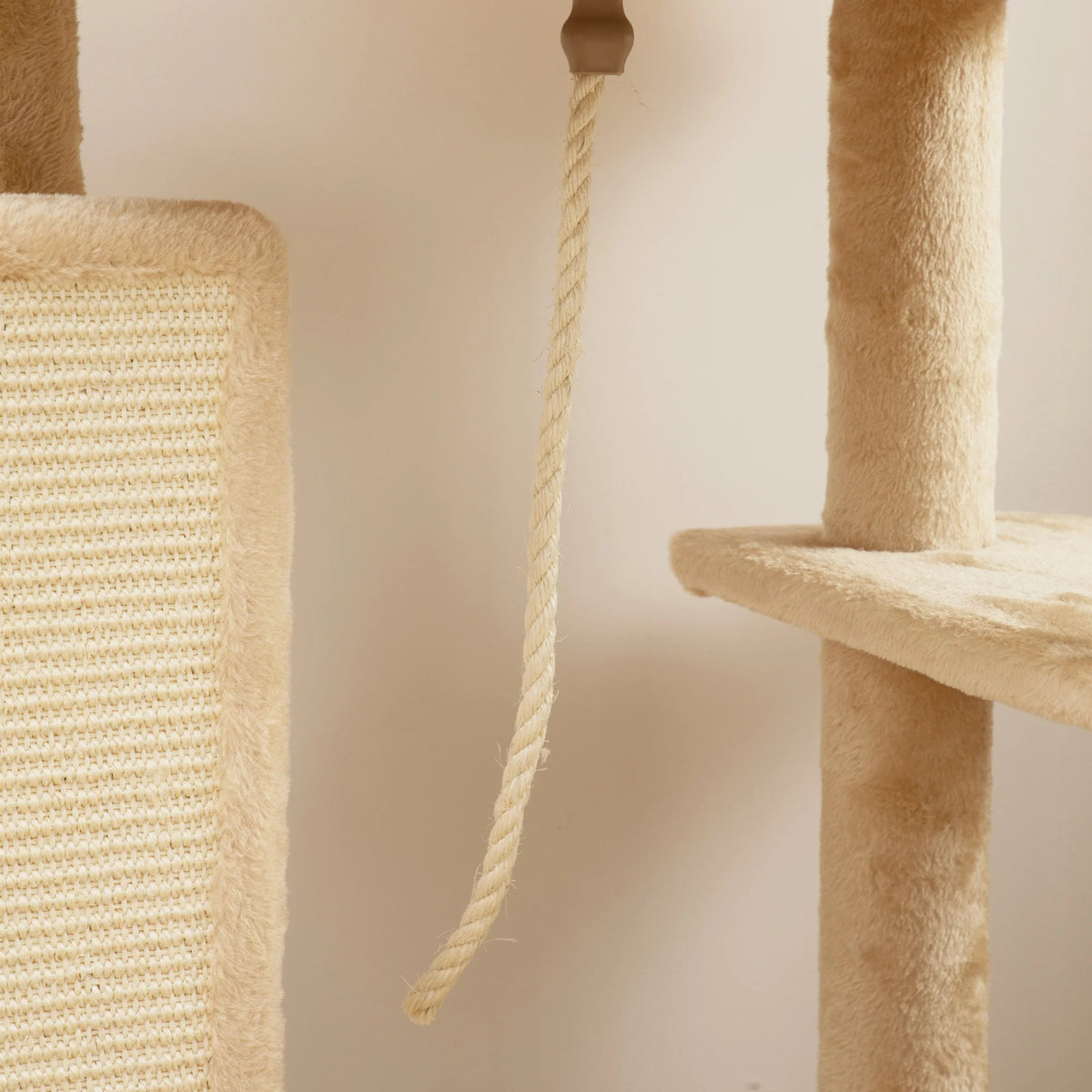 PawHut 132cm Cat Tree Tower Scratching Post Bed House Beige Multi Level