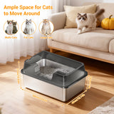 XL Enclosed Cat Litter Box, High Sided Litter Pan for Big Cats | Hackerprice®