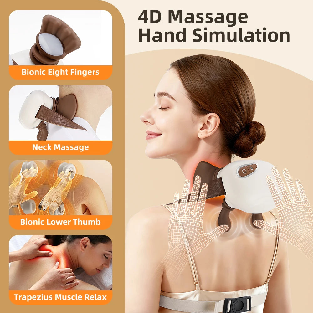 Neck and Shoulder Massager Shiatsu Kneading with Heat 3 Speed Rechargeable Back and Spine Relaxer