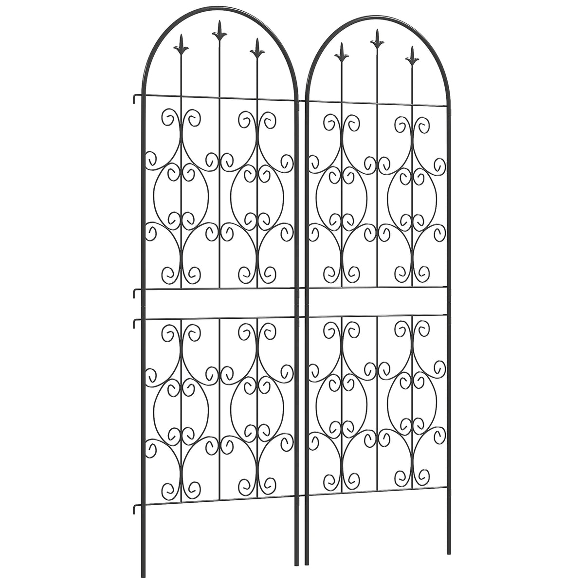 Decorative Metal Garden Trellis for Climbing Plants, Set of 2, 150 x 50cm, Black