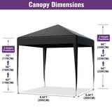 2x2M Pop Up Gazebo Waterproof Canopy with Adjustable Steel Frame