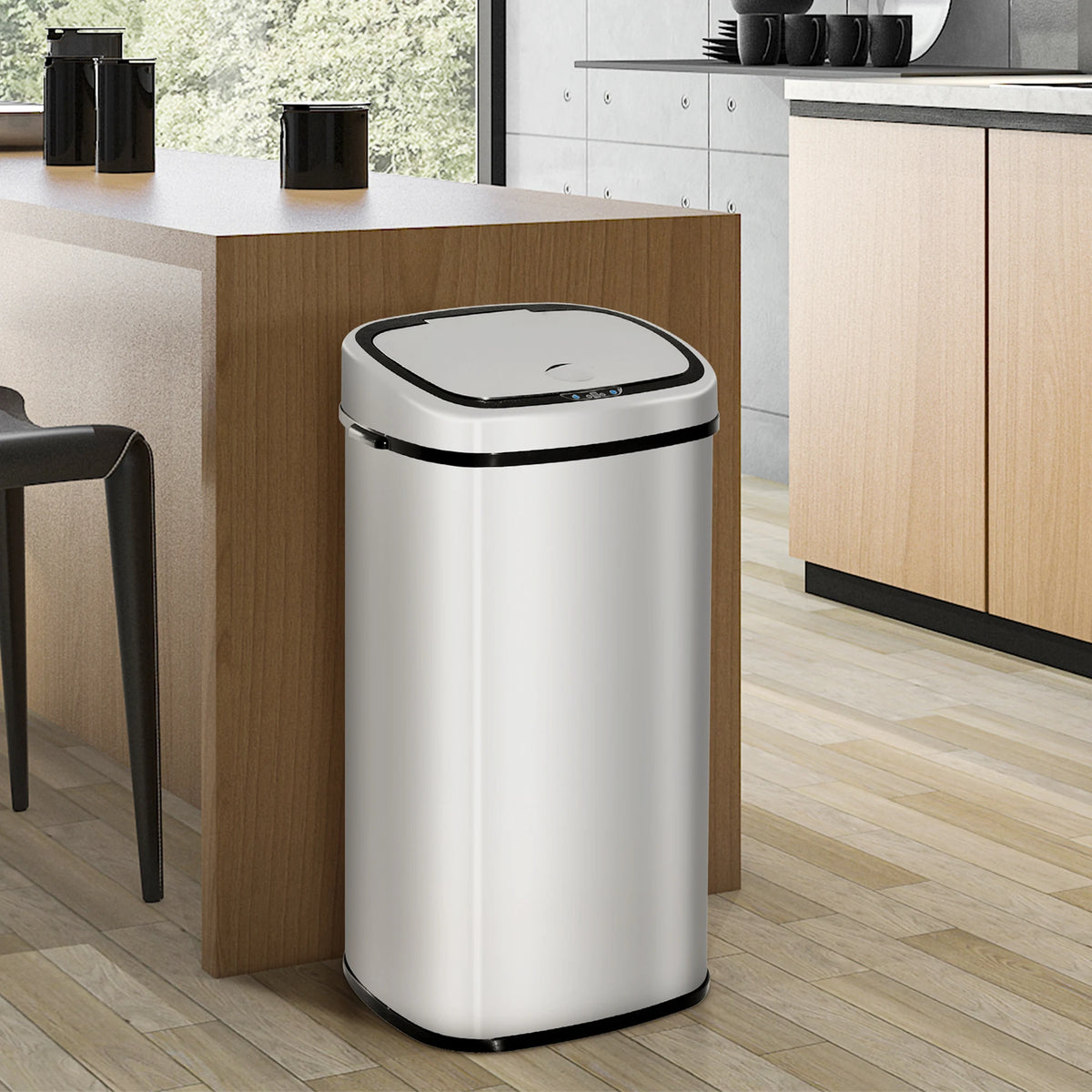 68L Sensor Dustbin Stainless Steel Automatic Kitchen Waste Bin Silver