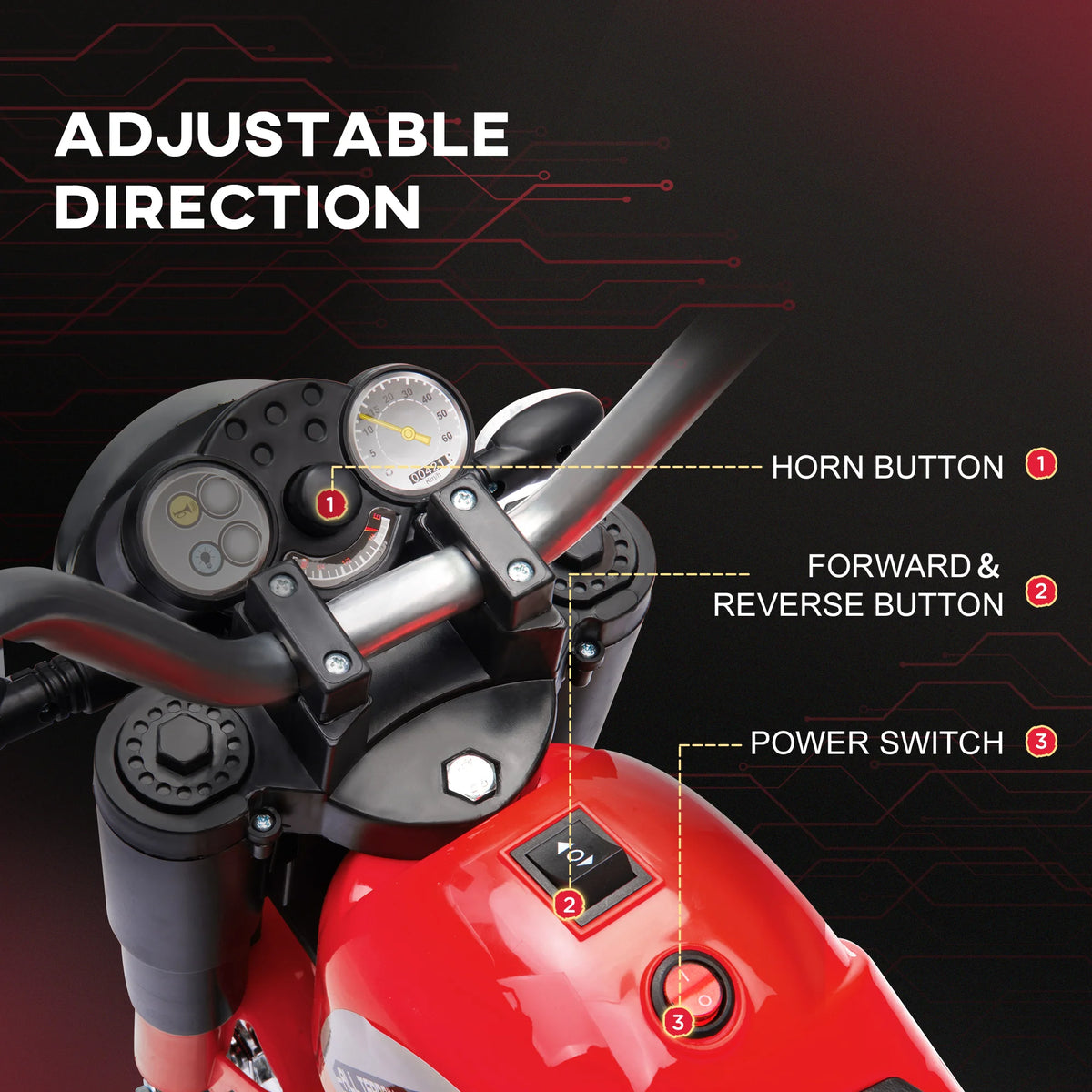 Kids 6V Electric Ride-On Motorcycle with Lights and Horn, 18-36 Months